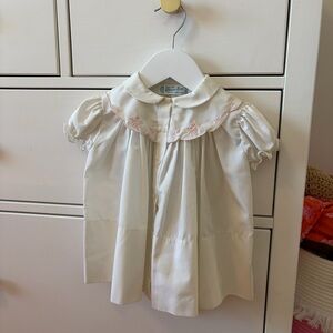 Feltman Brothers Pink Embroidered White Infant Dress 3 Months
